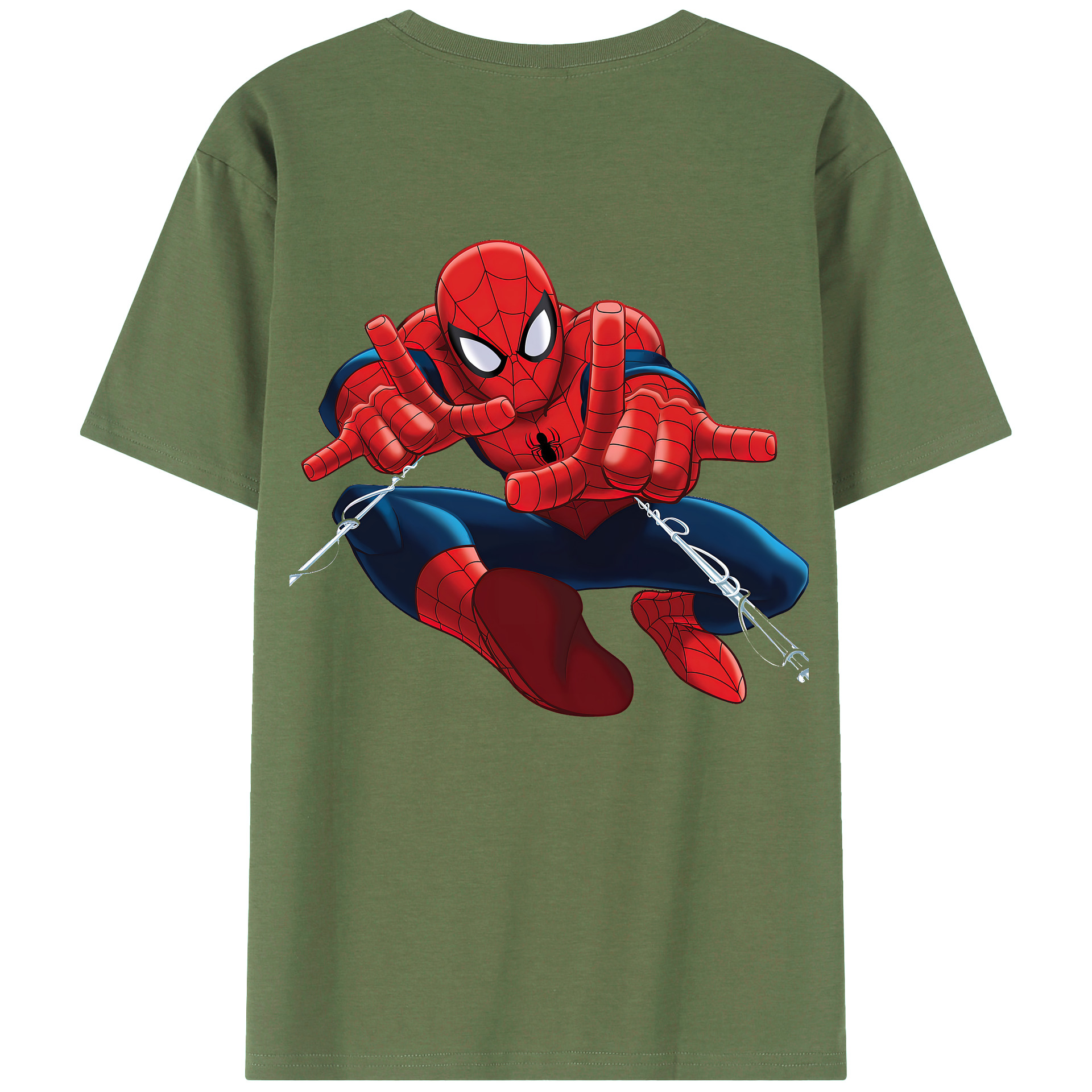 （画像用） Spider Man スパイダーマン 綿100％ メンズ半袖Tシャツ（バックプリント） 通気性